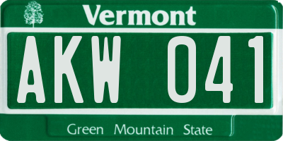 VT license plate AKW041