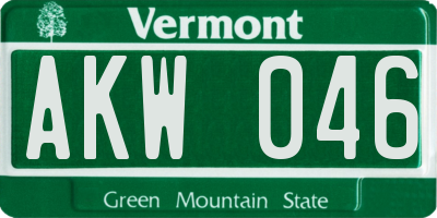 VT license plate AKW046