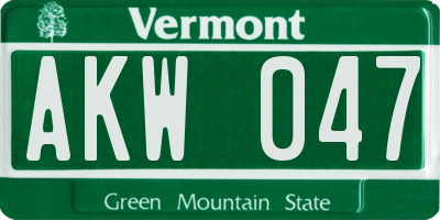 VT license plate AKW047