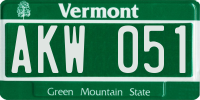 VT license plate AKW051