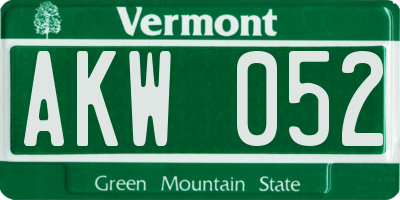 VT license plate AKW052