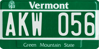 VT license plate AKW056