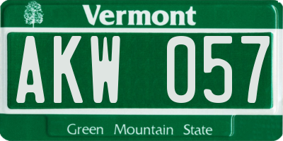 VT license plate AKW057