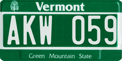 VT license plate AKW059