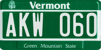 VT license plate AKW060