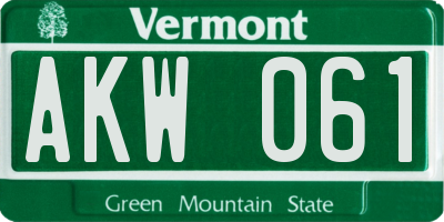VT license plate AKW061