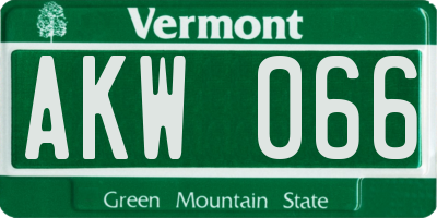 VT license plate AKW066