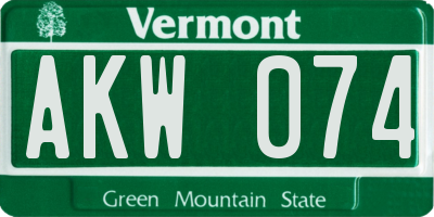 VT license plate AKW074