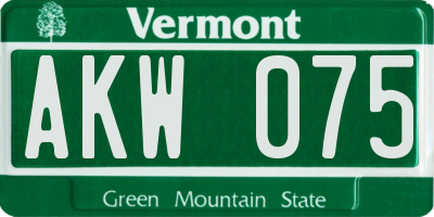 VT license plate AKW075