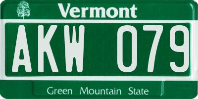 VT license plate AKW079