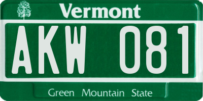 VT license plate AKW081