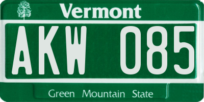 VT license plate AKW085