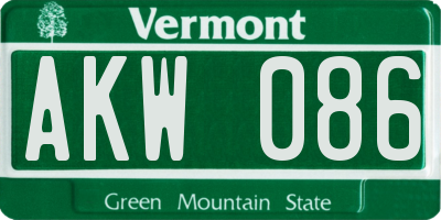 VT license plate AKW086