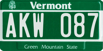 VT license plate AKW087