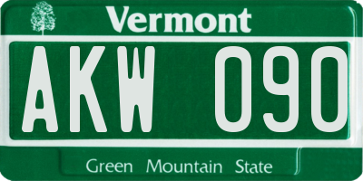 VT license plate AKW090