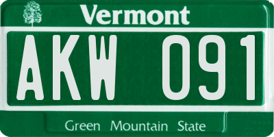 VT license plate AKW091