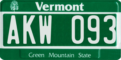 VT license plate AKW093