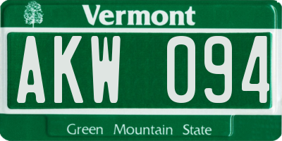 VT license plate AKW094