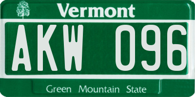 VT license plate AKW096