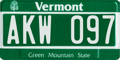VT license plate AKW097