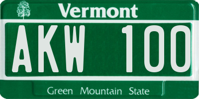 VT license plate AKW100