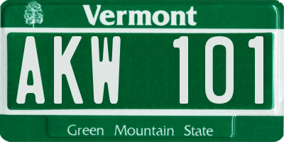 VT license plate AKW101