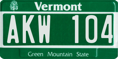 VT license plate AKW104