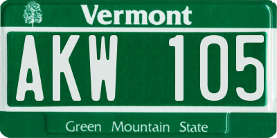 VT license plate AKW105