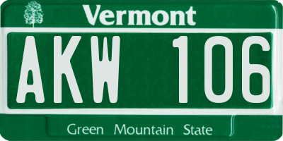 VT license plate AKW106