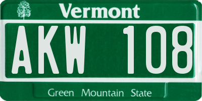 VT license plate AKW108