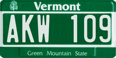 VT license plate AKW109