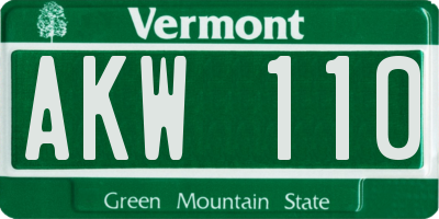 VT license plate AKW110
