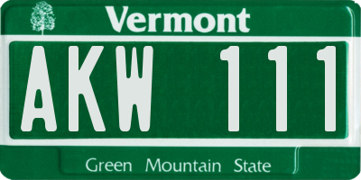 VT license plate AKW111