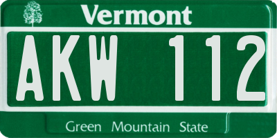 VT license plate AKW112