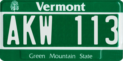 VT license plate AKW113