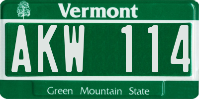 VT license plate AKW114