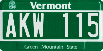 VT license plate AKW115