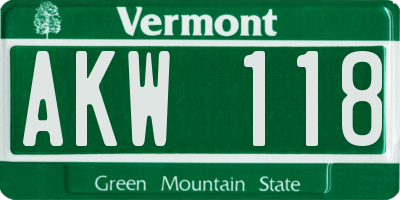 VT license plate AKW118