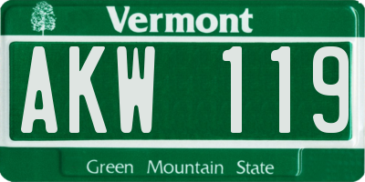 VT license plate AKW119