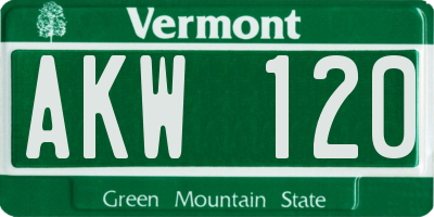 VT license plate AKW120