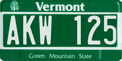 VT license plate AKW125