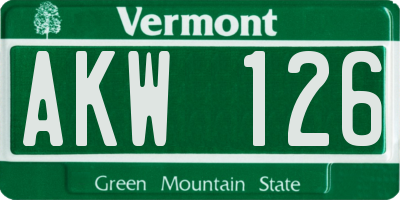 VT license plate AKW126