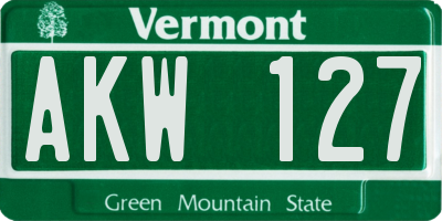 VT license plate AKW127