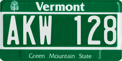 VT license plate AKW128