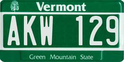 VT license plate AKW129