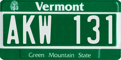 VT license plate AKW131