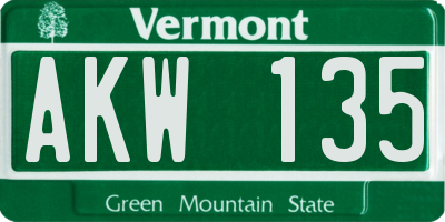 VT license plate AKW135