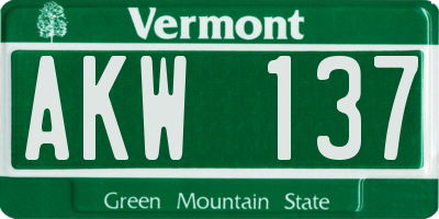 VT license plate AKW137