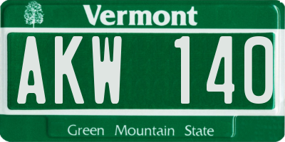 VT license plate AKW140