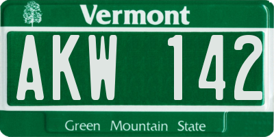 VT license plate AKW142